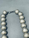 102 Gram Fabulous Vintage Native American Navajo Sterling Silver Handmade Bead Necklace-Nativo Arts