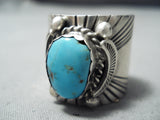 Del John Navajo Blue Gem Turquoise Sterling Silver Ring Native American-Nativo Arts