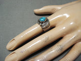 Authentic Vintage Native American Navajo Orville Tsinnie Turquoise Sterling Silver Ring Old-Nativo Arts