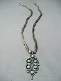 Dazzling Vintage Native American Zuni Blue Gem Turquoise Sterling Silver Necklace-Nativo Arts