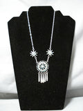 Intricate Vintage Native American Zuni Turquoise Sterling Silver Dangle Necklace Old-Nativo Arts