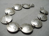 Unique Vintage Navajo Mercury Dimes Sterling Silver Bracelet Native American Old-Nativo Arts