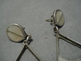 Incredible Vintage Zuni Native American Sterling Silver Inlay Earrings-Nativo Arts