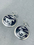 Marvelous Singer Native American Navajo Sterling Silver Horse Earrings-Nativo Arts