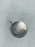 Interesting Vintage Native American Navajo Geometric Sterling Silver Round Pendant-Nativo Arts