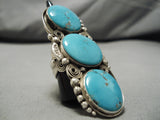 Native American Important Ben Begaye Huge Circle Turquoise Sterling Silver Ring-Nativo Arts
