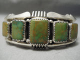 One Of The Best Vintage Native American Navajo Squared Green Turquoise Sterling Silver Bracelet-Nativo Arts