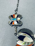 Native American Extreme Intricacy Vintage Zuni Turquoise Butterfly Sterling Silver Necklace-Nativo Arts