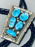 Stunning Vintage Native American Navajo 5 Morenci Turquoise Sterling Silver Bolo-Nativo Arts