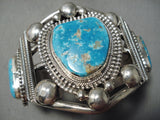 One Of The Biggest Heaviest Native American Zuni Turquoise Sterling Silver Bracelet-Nativo Arts