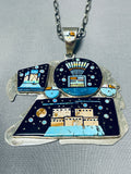 One Of The Biggest Native American Navajo Micro Inlay Turquoise Sterling Silver Necklace-Nativo Arts