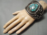 One Of The Biggest Best Vintage Native American Navajo Turquoise Sterling Silver Swirl Bracelet-Nativo Arts