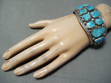 Marie Thompson Vintage Native American Navajo 12 Kingman Turquoise Sterling Silver Bracelet-Nativo Arts