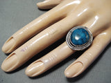 Rare Vintage Native American Navajo Blue Diamond Turquoise Sterling Silver Ring-Nativo Arts
