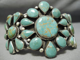 One Of Best Vintage Native American Navajo Teardrop Royston Turquoise Sterling Silver Bracelet-Nativo Arts
