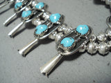Signed Native American Navajo Turquoise Sterling Silver Squash Blossom Necklace-Nativo Arts