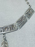 Yazzie Vintage Native American Navajo Sterling Silver Storyteller Necklace Signed-Nativo Arts