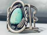 Massive 172 Gram Vintage Native American Navajo Green Turquoise Sterling Silver Bracelet Old-Nativo Arts