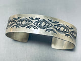 Fabulous Vintage Native American Navajo Handcarvings Sterling Silver Marie Thompson Bracelet-Nativo Arts