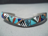 Astonishing Navajo Turquoise Lapis Sterling Silver Bracelet Native American-Nativo Arts