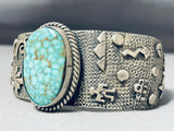 Important Smithsonian Vintage Native American Navajo Spiderwb Turquoise Sterling Silver Bracelet-Nativo Arts