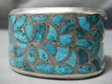 One Of The Best Vintage Native American Zuni Turquoise Floral Sterling Silver Bracelet Old-Nativo Arts