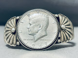 Cal Martinez Vintage Native American Navajo Kennedy Half Dollar Sterling Silver Bracelet-Nativo Arts