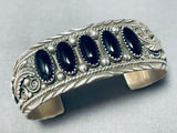 Sue Calabaza Signed Noteworthy Native American Navajo Jet Sterling Silver Bracelet-Nativo Arts
