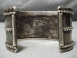 Huge Authentic Men's Vintage Native American Navajo Turquoise Sterling Silver Bracelet Old-Nativo Arts