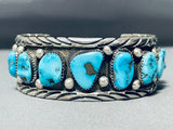 Important Turquoise Vintage Native American Navajo Morenci Sterling Silver Bracelet-Nativo Arts