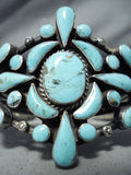 Tremendous Vintage Native American Navajo Turquoise Sterling Silver Bracelet Old-Nativo Arts