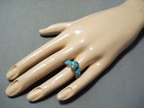 Incredible Vintage Native American Navajo Kingman Turquoise Sterling Silver Ring-Nativo Arts