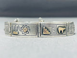 Detailed Vintage Native American Navajo Sterling Silver And Gold Bracelet-Nativo Arts