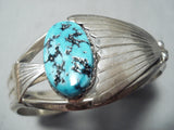 Dynamic Vintage Native American Navajo Sleeping Beauty Turquoise Sterling Silver Bracelet Old-Nativo Arts