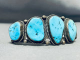 Astonishing Vintage Native American Navajo Morenci Turquoise Sterling Silver Bracelet Signed-Nativo Arts