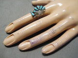 Exquisite Vintage Native American Zuni Blue Gem Turquoise Sterling Silver Ring Old-Nativo Arts