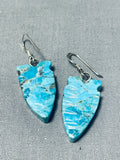 Fascinating Native American Navajo Turquoise Sterling Silver Earrings-Nativo Arts