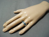 Native American Detailed Vintage Navajo Turquoise Sterling Silver Ring-Nativo Arts