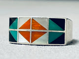 Impressive Vintage Native American Navajo Turquoise Sterling Silver Ring-Nativo Arts
