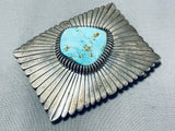 Kenny Etsitty Vintage Native American Navajo Royston Turquoise Sterling Silver Buckle Signed-Nativo Arts