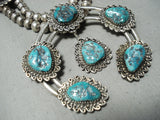 Women's Vintage Native American Navajo Turquoise Sterling Silver Squash Blossom Necklace-Nativo Arts