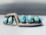 Amazing Vintage Native American Zuni 8 Kingman Turquoise Sterling Silver Bracelet-Nativo Arts