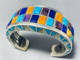 Southwest Rare Side Inlay Turquoise Sterling Silver Bracelet-Nativo Arts