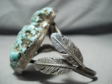 Protruding Vintage Native American Navajo Spiderweb Turquoise Sterling Silver Bracelet Old-Nativo Arts
