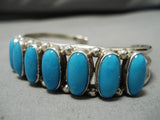 Important Vintage Native American Navajo Guild Sky Blue Turquoise Sterling Silver Bracelet Old-Nativo Arts