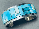 Authentic Tommy Jackson Native American Navajo Turquoise Inlay Sterling Silver Bracelet-Nativo Arts