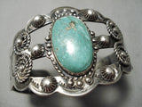 Old Old Vintage Native American Navajo Domed Cerrillos Turquoise Sterling Silver Swirl Bracelet-Nativo Arts
