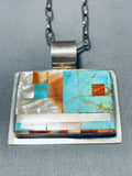 Native American Important Vintage Santo Domingo Turquoise Inlay Sterling Silver Necklace-Nativo Arts