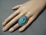 Impressive Vintage Native American Navajo Blue Diamond Turquoise Sterling Silver Ring-Nativo Arts