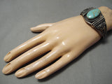 Opulent Vintage Native American Navajo Carico Lake Turquoise Sterling Silver Bracelet-Nativo Arts